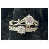 Two sterling silver CZ rings size 8 and 9