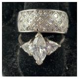 Two sterling silver ring sizes 10 and 9