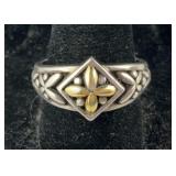 Sterling silver and 14k ring size 9, 6.26g