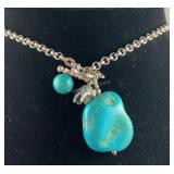 Turquoise Toggle Necklace w/ Bear Charm,