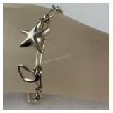 Paper Clip Link Bracelet w/ Charms, Sterling