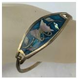 Inlaid Butterfly Hinged Bangle Bracelet Made in