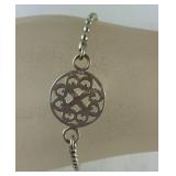 Beaded Bracelet w/ Ornate Heart Design, Sterling