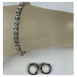 Sterling silver CZ Huggie Earrings & CZ Tennis