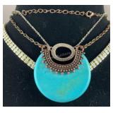 3 Necklaces: Sterling silver peridot Choker, F