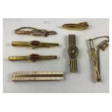 7 Vintage Tie Clips, Costume
