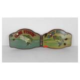 Two painted wood Gone Fishin