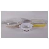 Pyrex group,  one bakeware dish with lid, one