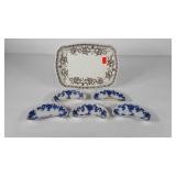 Transferware 12" with five blue & white bone