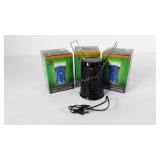 Three LED solar rechargeable lanterns,  gold,