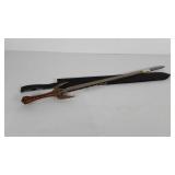 Sword with leather sheath,  23" blade and