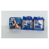 Three Hot Wheels, in pks one in worn condition as