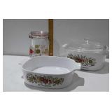 Three pieces of CorningWare spice of life design,