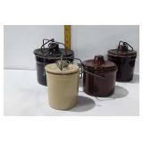 4 cheese crocks with locking lids