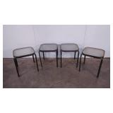 Four frosted textured glass patio tables,  each