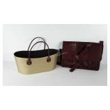 Leather briefcase with damaged handle and