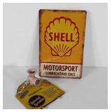 Advertising Shell sign 8x12 and vintage sprinkler