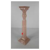 Pink glass pillar candle stand, 21" tall, seller