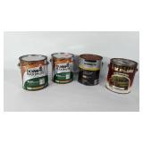 Four one gallon cans of wood stains/finishes, two
