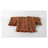 Three rag rug mats, 36" × 24", one with damage