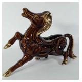 Planter, Raging Horse, painted pottery, about 14"