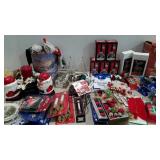 Christmas holiday decor, snowmen bells, candle