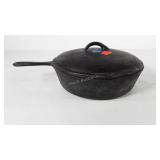Cast iron chicken fryer skillet with lid, marked