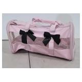 Fancy Small Pet Carrier, Pink with Black Bows,