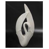 Ceramic swan figurine, 20 inches tall