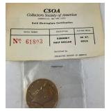 JFK half dollar 25th anniversary 1983P 24kt gold