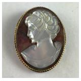Shi-Ron 12k gold filled cameo brooch
