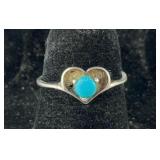 Petite Turquoise Heart Ring, Sterling Silver 1