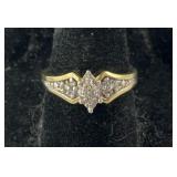 Genuine Diamond Engagement Ring Gold over Silver ,