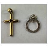 2 Pendants: 925 Heart & Costume Cross