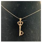 CZ Key Necklace, Sterling Silver 3.6 grams  size