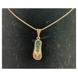 Inlaid Opal Flip Flop Necklace,