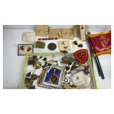 Military related items, flags, pins, Patches,