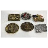 Six belt buckles NRA and gun  related