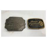 Two belt buckles, Florida flywheelers and America