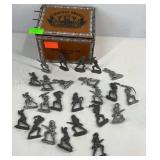 Lead soldiers figurines in a cigar box