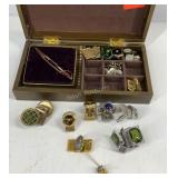 Dresser box with cufflinks and tie clips