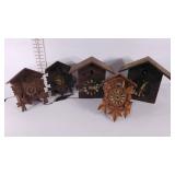 Five cuckoo clocks, not in working order