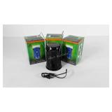 Three LED solar rechargeable lanterns,  gold,