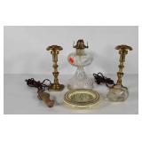 Decor, oil lamp base, brass lamps (need