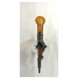 Amber glass wall sconce vase, 23" tall