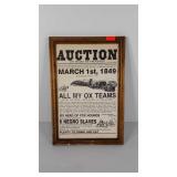 Kentucky Auction notice, framed, no glass, 11x16