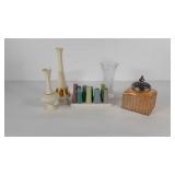 Vases, two Lenox, Chive pooley vase, crystal 7"