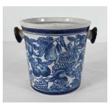 Blue and white fruit motif ceramic planter