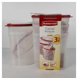 Five Rubbermaid cereal keepers