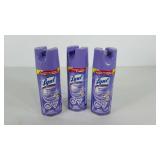 Lysol disinfectant spray, three 350 gram cans,